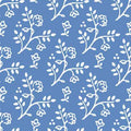 Poppenhuis behang, blauw met wit