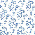 Poppenhuis behang, wit met blauw