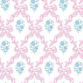Poppenhuis behang Melissa, roze met blauw