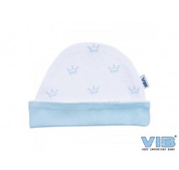 Muts rond all over print kroontje w-b