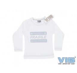 T-Shirt 'This Side Up, FRAGILE, handle with care' Wit