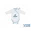 Overslag Romper 'HERE COMES TROUBLE' Wit-Lichtblauw, Very Important Baby, VIB-BSTWB3126