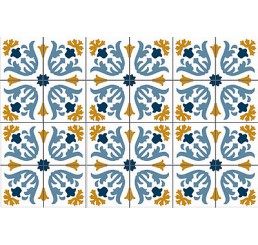 Mosaic vloer blauw tulp patroon