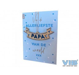 Wenskaart met houten hanger papa 'Allerliefste papa van de wereld'