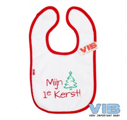 Slabber 'Mijn 1e Kerst (met kerstboom)' Wit+Rood