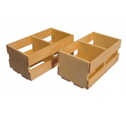 Houten krat met vakindeling, 2 stuks