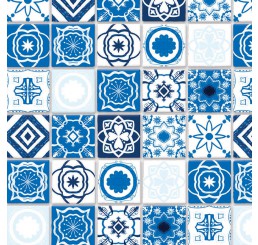 blauwe mediterraanse tegels met relief