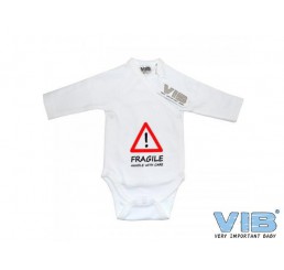 Overslag Romper 'FRAGILE handle with care' Wit
