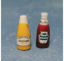 Ketchup en mosterd in fles Mustard